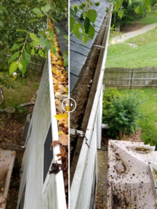 before and after gutter cleaning